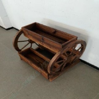 Costway Ρουστίκ Ξύλινη Καροτσάκι-Ζαρντινιέρα, Διπλού Επίπεδου με 3 ...