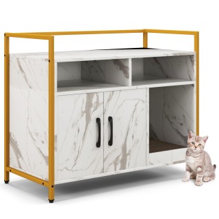 Costway Ντουλάπι Γάτας με Διπλές Πόρτες & Επιφάνεια Ξυσίματος, Λευκ...