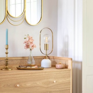 Atmosphera Μοντέρνο Επιτραπέζιο Φωτιστικό με Μεταλλικό Χρυσό Σκελετ...