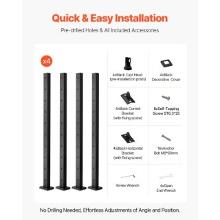 VEVOR Κολόνα Κάγκελου Οριζόντιας Τρύπας 36x2x2 4JZLGZXHS914MY65M001V0