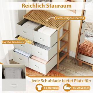 Ραφιέρα Αποθήκευσης με 6 συρτάρια από μπαμπού και άνω ράφι σε φυσικ... Ραφιέρα Αποθήκευσης με 6 συρτάρια από μπαμπού και άνω ράφι σε φυσικ...