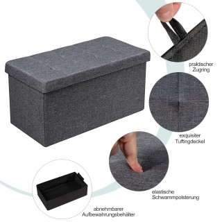 Costway Πτυσσόμενο Σκαμπό Αποθήκευσης με Επένδυση - Σκούρο Γκρι HW6... Costway Πτυσσόμενο Σκαμπό Αποθήκευσης με Επένδυση - Σκούρο Γκρι HW6...