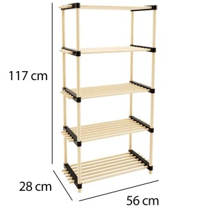 BAKAJI Ξύλινη Ραφιέρα με 5 Ράφια Πολυχρηστική για Μπάνιο, Οικία ή Γ...