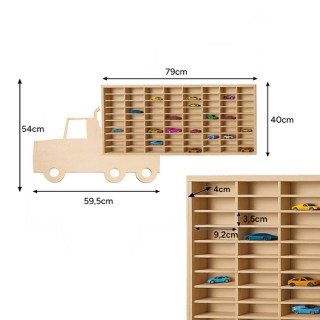 Ξύλινο Ράφι για Αυτοκινητάκια σε σχήμα Φορτηγό 80 Θέσεων 40 x 79 cm...