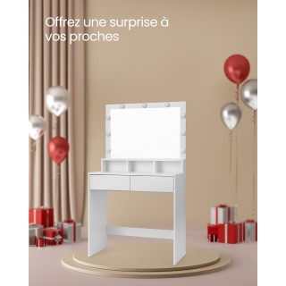 VASAGLE Λευκό Τραπέζι Μακιγιάζ με Ρυθμιζόμενο Καθρέφτη LED και Έλεγ...