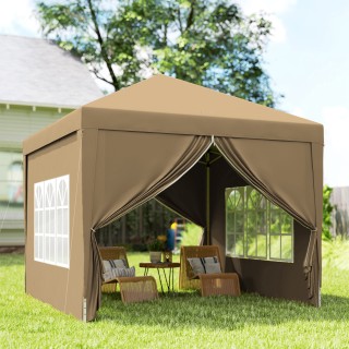 Outsunny Πτυσσόμενο Κιόσκι Εξωτερικού Χώρου 3x3 m με 4 Πλευρικά Πάν...