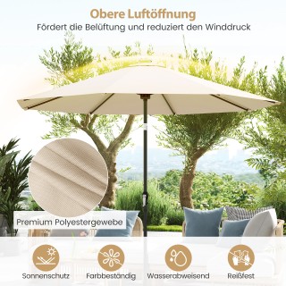 Costway Ομπρέλα Κήπου 300 cm με LED Ηλιακό Φωτισμό και 9 Λειτουργίε...