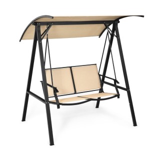 Costway  Διθέσια Κούνια Βεράντας με Ρυθμιζόμενο Σκίαστρο και Μεταλλ...