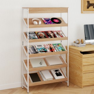 Costway Ελεύθερη Βιβλιοθήκη με Μεταλλικό Σκελετό Ύψους 161 cm - Φυσ...