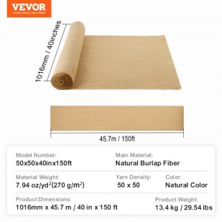 VEVOR Ρολό Υφάσματος Λινάτσας 40x150 για Χειροτεχνίες & Φυτά CMBJ4... VEVOR Ρολό Υφάσματος Λινάτσας 40x150 για Χειροτεχνίες & Φυτά CMBJ4...