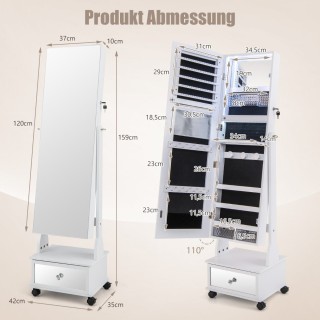 Costway  Πολυλειτουργική Ντουλάπα Κοσμημάτων 3-σε-1 με Καθρέφτη Σώμ...