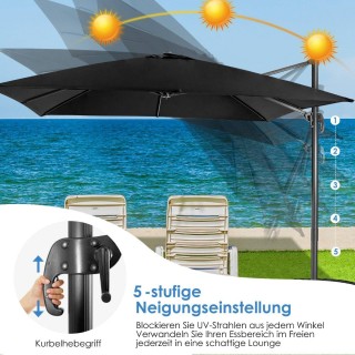 Costway Ομπρέλα Ήλιου 300 x 300 cm τετράγωνη με μανιβέλα Μαύρη NP11... Costway Ομπρέλα Ήλιου 300 x 300 cm τετράγωνη με μανιβέλα Μαύρη NP11...