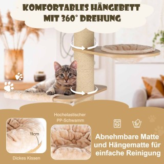 Costway Υψηλός Πολυλειτουργικός Γατόδεντρο 6 Επιπέδων με Κρεμαστή Κ...