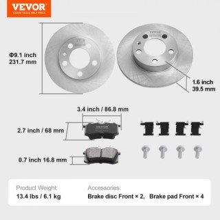 Σετ Πίσω Φρένων VEVOR για Audi A3(8L) QCCCPTZAUDIAXW6YQV0 Σετ Πίσω Φρένων VEVOR για Audi A3(8L) QCCCPTZAUDIAXW6YQV0