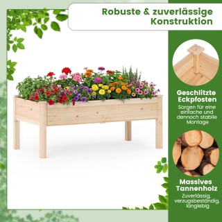 Costway Σετ 2 Ξύλινα Υπερυψωμένα Παρτέρια με Οπές Αποστράγγισης, Ορ...