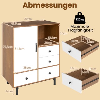 Costway  Μεσαιωνικό Μπουφέ Ντουλάπι με Μοντέρνα Πινελιά - 4 Συρτάρι...