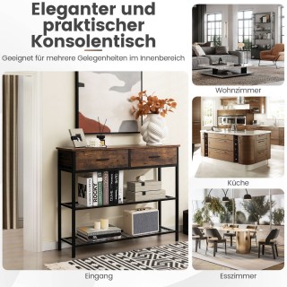 Costway Κονσόλα Τραπέζι με Μεταλλικό Σκελετό 100 x 30 x 81,5 cm Ρου...