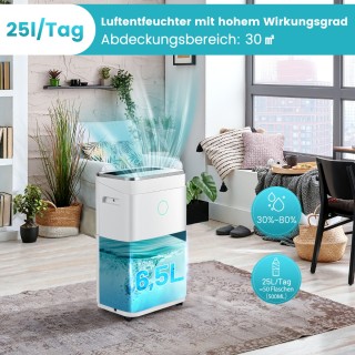 Costway  Αφυγραντήρας με δεξαμενή νερού 6,5 L για έως 30 ㎡ 25 L/ημέ...