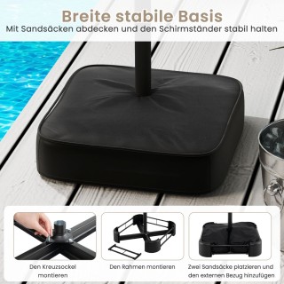 Costway Διπλή Ομπρέλα Κήπου XXL UPF 50+ με Βάση Μπεζ NP12256BE Costway Διπλή Ομπρέλα Κήπου XXL UPF 50+ με Βάση Μπεζ NP12256BE