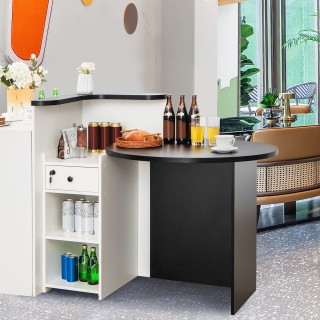 Costway Οβάλ Γραφείο Υποδοχής με Κλείδωμα Συρταριού & Ρυθμιζόμενο Ρ...