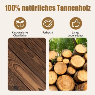 Costway Ξύλινη Γέφυρα Κήπου από Φυσικό Ξύλο Έλατου με Ασφαλή Κάγκελ...