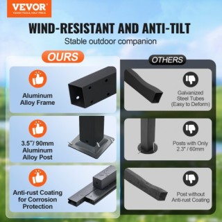 VEVOR  Πέργκολα Εξωτερικού Χώρου 10x13 με Αναδιπλούμενη Τέντα Αλουμ...