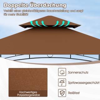 Costway Καφέ κιόσκι ψησταριάς με διπλή οροφή, πλαϊνά ράφια και 7 γά...