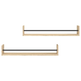 vidaXL Ράφια Τοίχου με Μπάρες 2 τεμ. Δρυς Sonoma 80x16x14 εκ. 835440