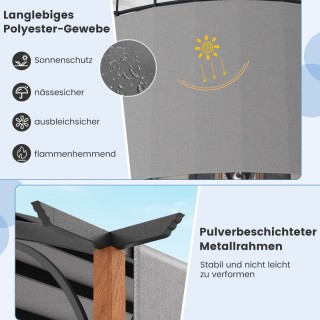 Costway  Πέργκολα Κήπου με Επεκτάσιμο Σκίαστρο και Μεταλλικό Πλαίσι...