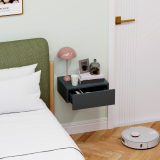 HOMCOM  Μοντέρνο Επιτοίχιο Κομοδίνο με Συρτάρι, από Ξύλο, 40x30x15 ...