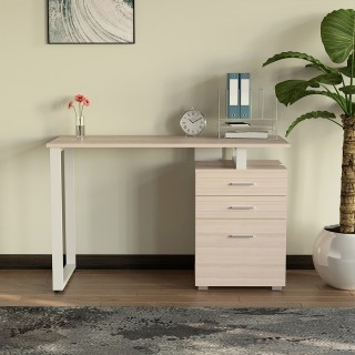 BAKAJI  Γραφείο με Συρταριέρα Τραπέζι Υπολογιστή Ατσάλινη Επιφάνεια...