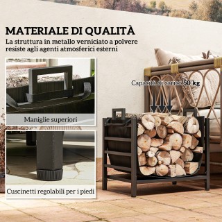 Outsunny Εξωτερική και Εσωτερική Ξυλοθήκη από Ατσάλι με Τσάντα Μετα...