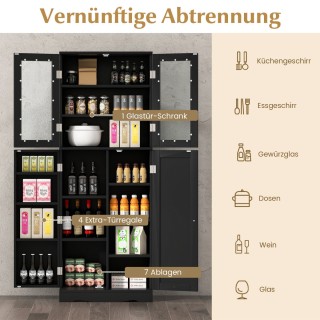 Costway Μοντέρνος Πολυλειτουργικός Αποθηκευτικός Ντουλάπι με Γυάλιν...