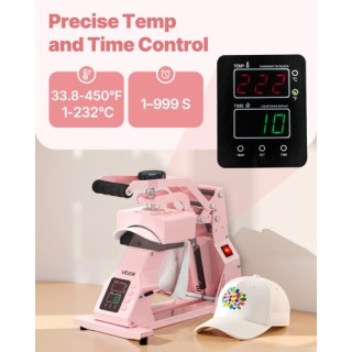 VEVOR Ροζ Πρέσα Θερμότητας Καπέλων με 2 Πλάκες για HTV SDSJXKKMJFS2...