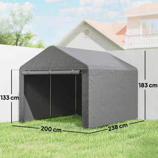 Outsunny Σπιτάκι Κήπου 2x2,4 m Αδιάβροχο, Με Πόρτα Ρολλού και Μεταλ...