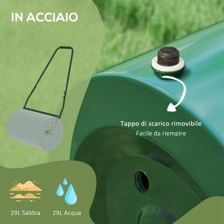 Outsunny Κύλινδρος Γκαζόν 63L με Ξύστρα Λεπίδα, Μεταλλικός, 123x58x...