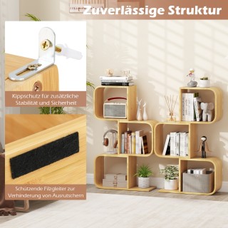 Βιβλιοθήκη από Μπαμπού με Σχεδιασμό S-Σχήματος και 3 Ράφια 61 x 23 ...