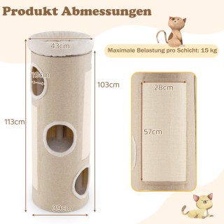 Costway Πολυώροφος Πύργος Γάτας με 3 Σπηλιές, Αφαιρούμενη Πλατφόρμα... Costway Πολυώροφος Πύργος Γάτας με 3 Σπηλιές, Αφαιρούμενη Πλατφόρμα...