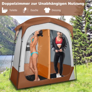 Costway Διπλό Ντους Τέντα με Αποσπώμενο Υδροστεγές Κάλυμμα και Εσωτ...