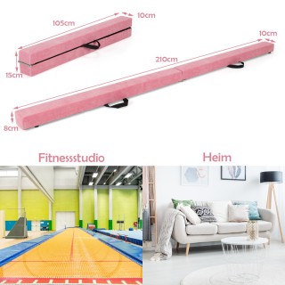 Costway Πτυσσόμενη Ισορροπία Γυμναστικής 2,1M Ανθεκτική Ροζ για Προ...