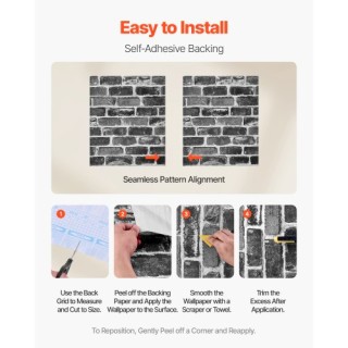 VEVOR Αυτοκόλλητη Ταπετσαρία 45cm x 10m Γκρι Τουβλάκι Αδιάβροχη για... VEVOR Αυτοκόλλητη Ταπετσαρία 45cm x 10m Γκρι Τουβλάκι Αδιάβροχη για...