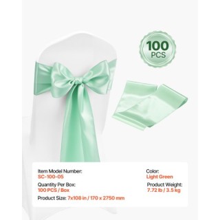 VEVOR Σατέν Κορδέλες Καρέκλας VEVOR, 100τμχ, 275x17εκ, Ανοικτό Πράσ... VEVOR Σατέν Κορδέλες Καρέκλας VEVOR, 100τμχ, 275x17εκ, Ανοικτό Πράσ...