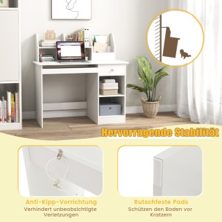 Costway Παιδικό Γραφείο από Ξύλο με Ράφι & Βιβλιοθήκη & Θήκη Πληκτρ...