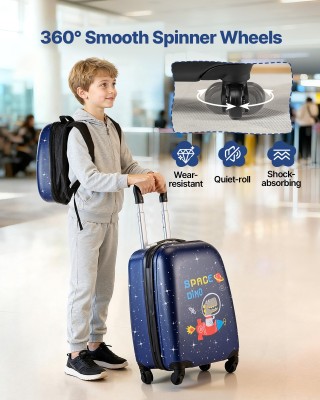 VEVOR Παιδικό Σετ Βαλίτσας με Ρόδες, 2 Τεμάχια, Σκληρό Κέλυφος με Ρ...