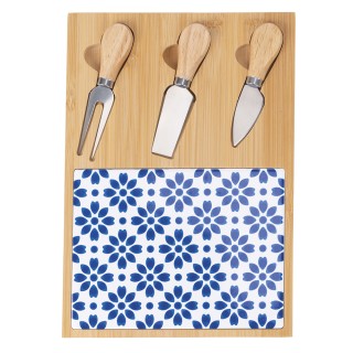 Galileo Σετ ξύλινος δίσκος κοπής και 3 μαχαίρια για τυρί από μπαμπο...