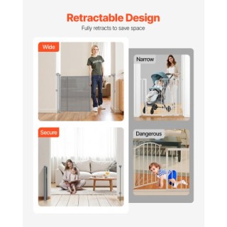 VEVOR Επεκτάσιμη Παιδική Πύλη 87 εκ., Έως 280 εκ., Γκρι Μεταξένιο Υ...