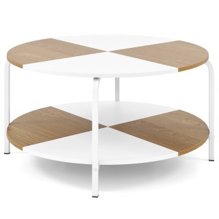 Costway Στρογγυλό Τραπεζάκι Σαλονιού με Χώρο Αποθήκευσης & Μεταλλικ...