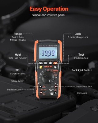 VEVOR Ψηφιακό Πολύμετρο 4000-Μετρήσεων, Ακρίβεια 1000V AC/DC, Διαστ...