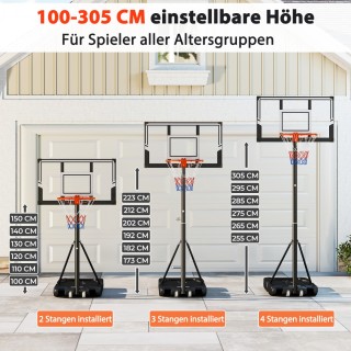 Costway Ρυθμιζόμενο Σύστημα Μπάσκετ με Ανθεκτικό Ταμπλό SP38525 Costway Ρυθμιζόμενο Σύστημα Μπάσκετ με Ανθεκτικό Ταμπλό SP38525