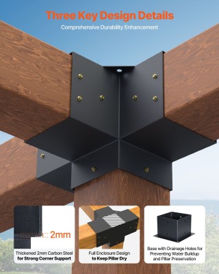 VEVOR Κιτ Σύνδεσης Περγκολών 6x6 ιντσών, Βαρέως Τύπου Βάσεις Κατασκ...